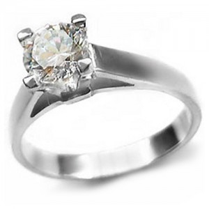 Adoria, Silver Engagement Ring with Diamond Cut Cubic Zirconia