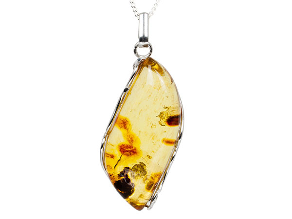 AMARILLO Exclusive Bold Silver Amber Pendant Necklace