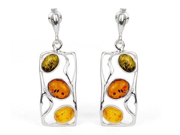 LUCIDA Multicolour Baltic Amber Silver Earrings